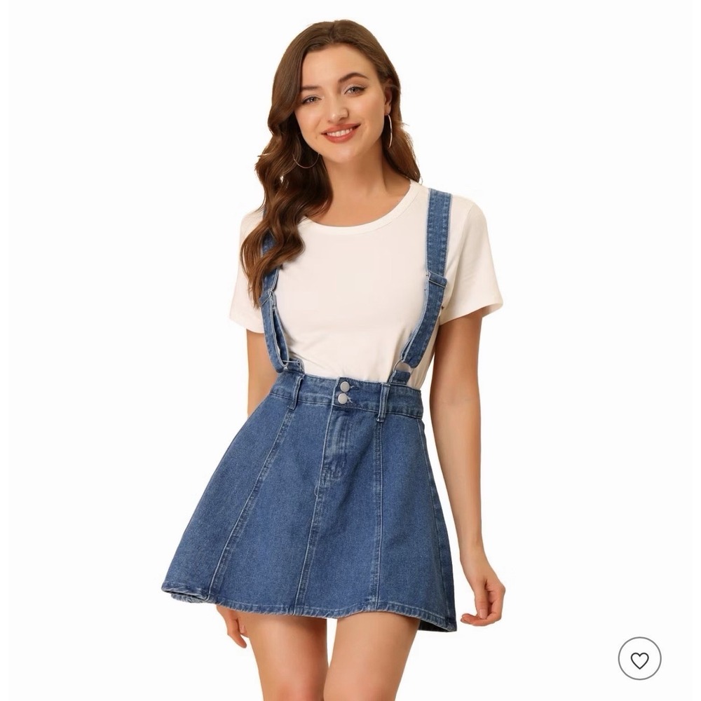 Allegra‎ K Denim A Line Mini Skirt Suspenders Women's Size Medium Rodeo Festival